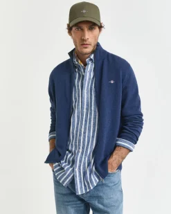 Gant miesten neuletakki Casual Cotton Zip Cardigan, sininen indigo