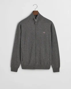 Gant miesten neuletakki, SUPERFINE LAMBSWOOL ZIP CARDIGAN Tummanharmaa
