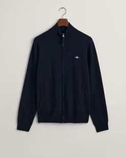 Gant miesten neuletakki, SUPERFINE LAMBSWOOL ZIP CARDIGAN Tummansininen