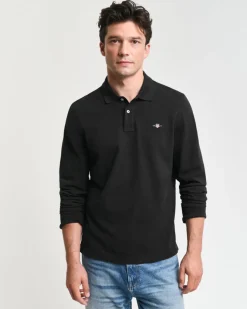 Gant miesten paita, REG SHIELD LS PIQUE RUGGER Musta