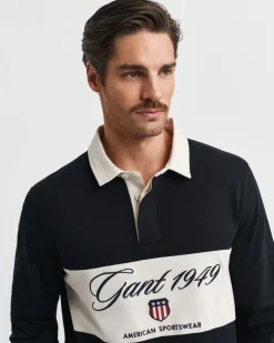 Gant miesten paita Blocked Heavy Rugger, musta