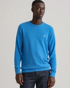 Gant Miesten Puuvillaneule, Cotton Pikee Crew Sininen