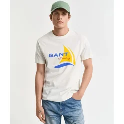 Gant miesten t-paita, GRAPHIC SS T-SHIRT Valkoinen