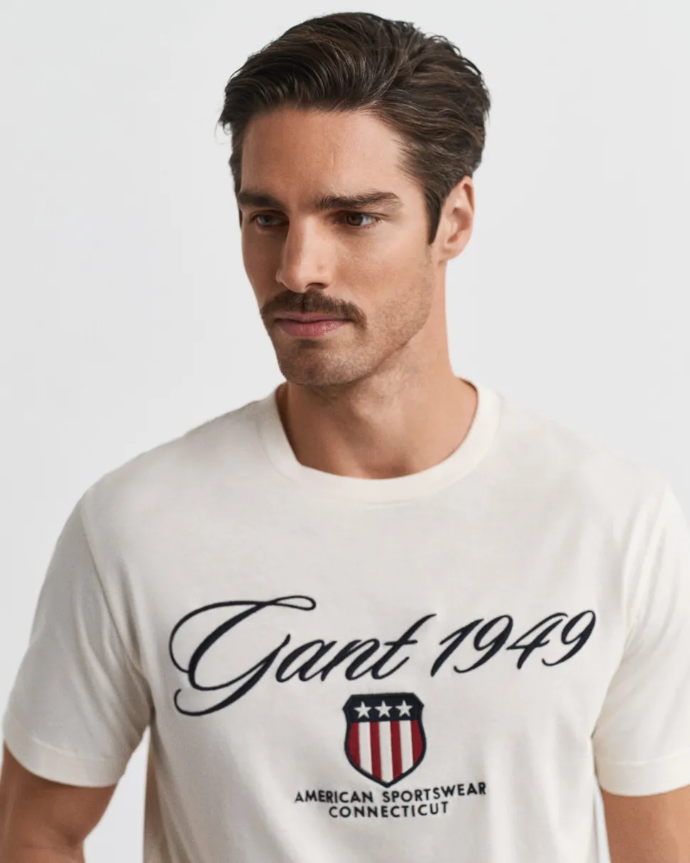 Gant miesten t-paita Graphic SS t-shirt, luonnonvalkoinen