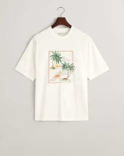 Gant miesten t-paita, HAVAJI PRINT GRAPCHIC SS Valkoinen