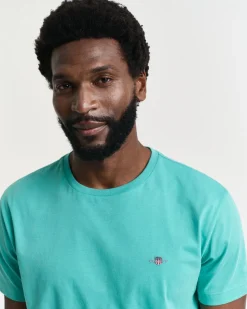 Gant miesten t-paita, REG SHIELD SS T-SHIRT Turkoosinsininen