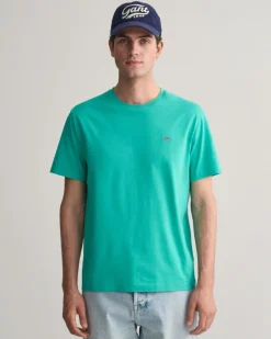 Gant Miesten T-Paita, REG SHELD SS T-SHIRT Vihreä