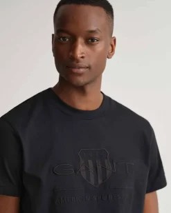 Gant Miesten T-paita, TONAL ARCHIVE SHIELD T-SHIRT Musta