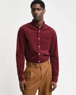Gant miesten vakosamettikauluspaita, REG UT CORDUROY SHIRT Viininpunainen