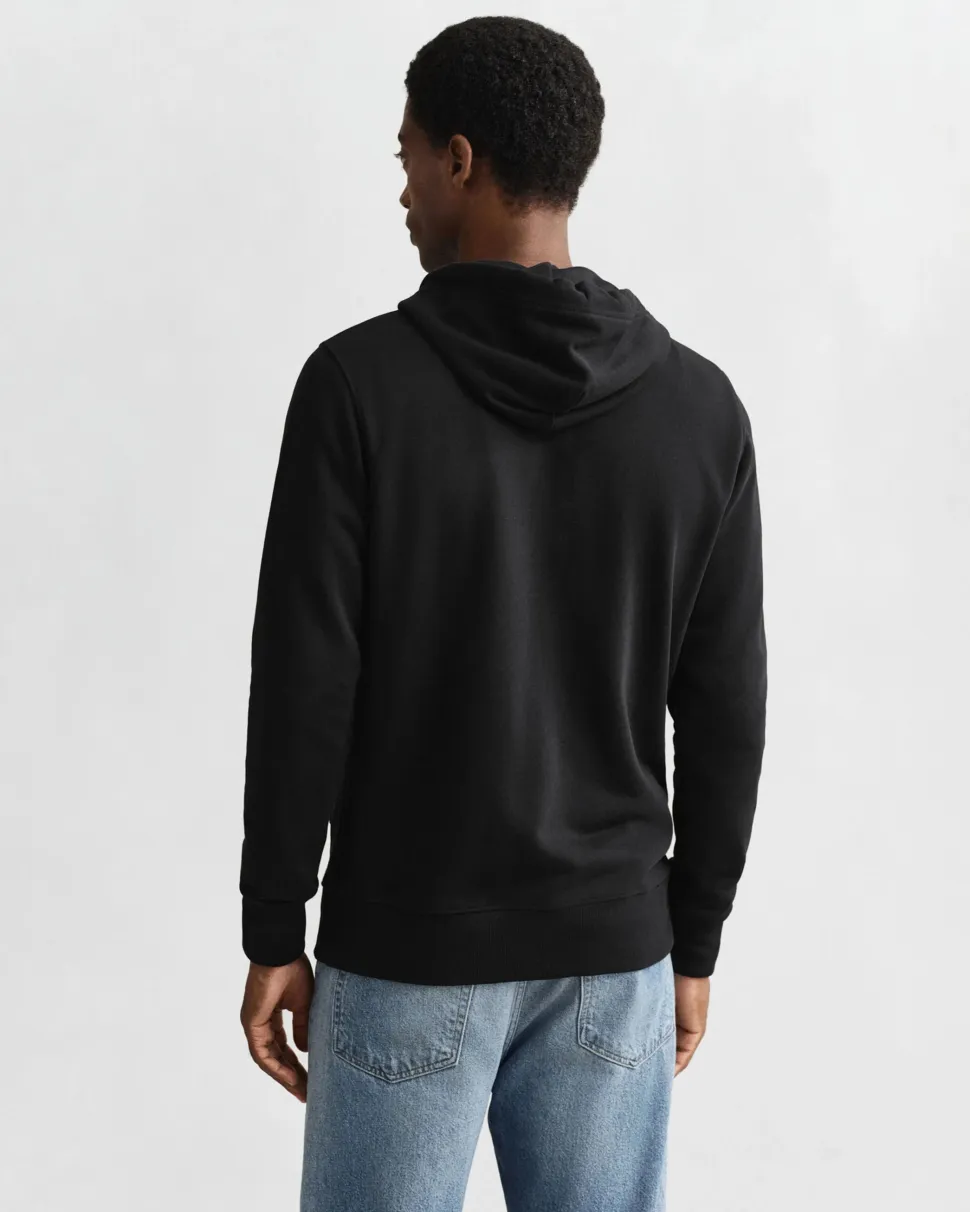 Gant miesten vetoketjullinen huppari K Shield Full Zip Hoodie, Musta