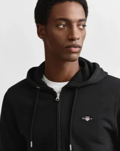 Gant miesten vetoketjullinen huppari K Shield Full Zip Hoodie, Musta