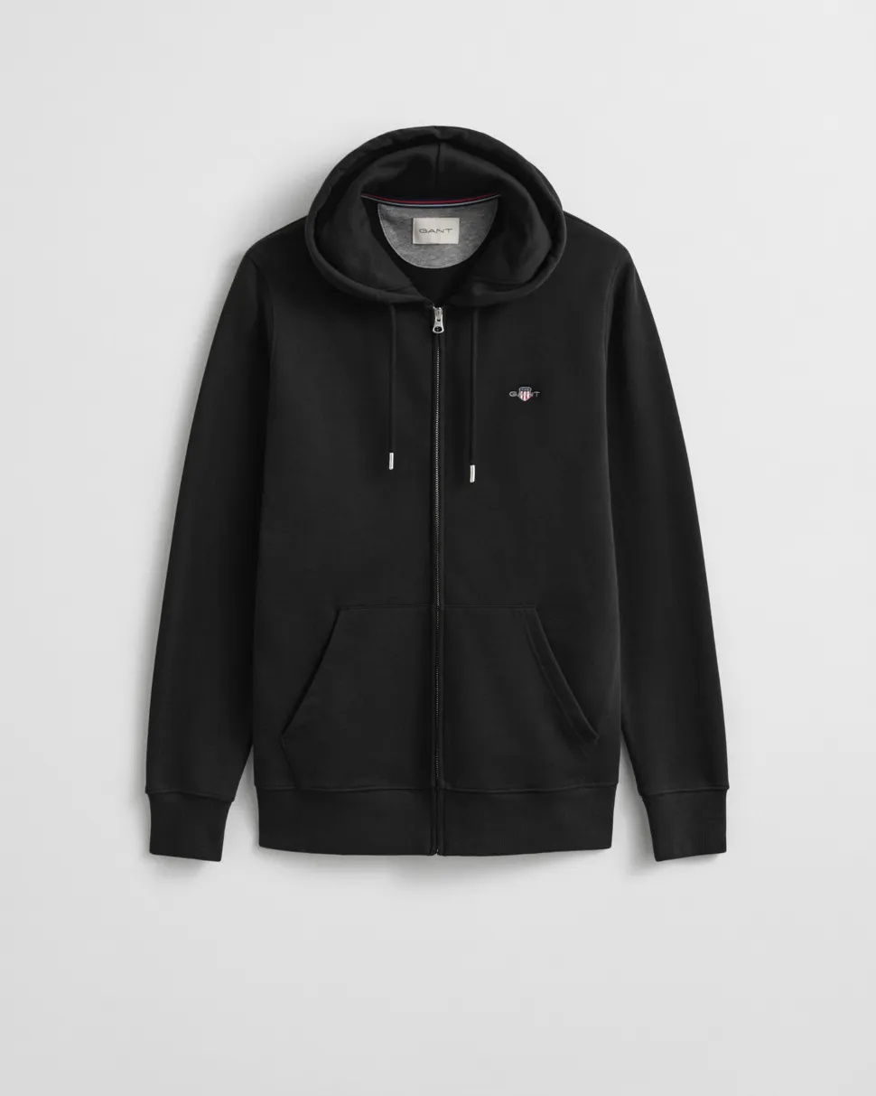 Gant miesten vetoketjullinen huppari K Shield Full Zip Hoodie, Musta