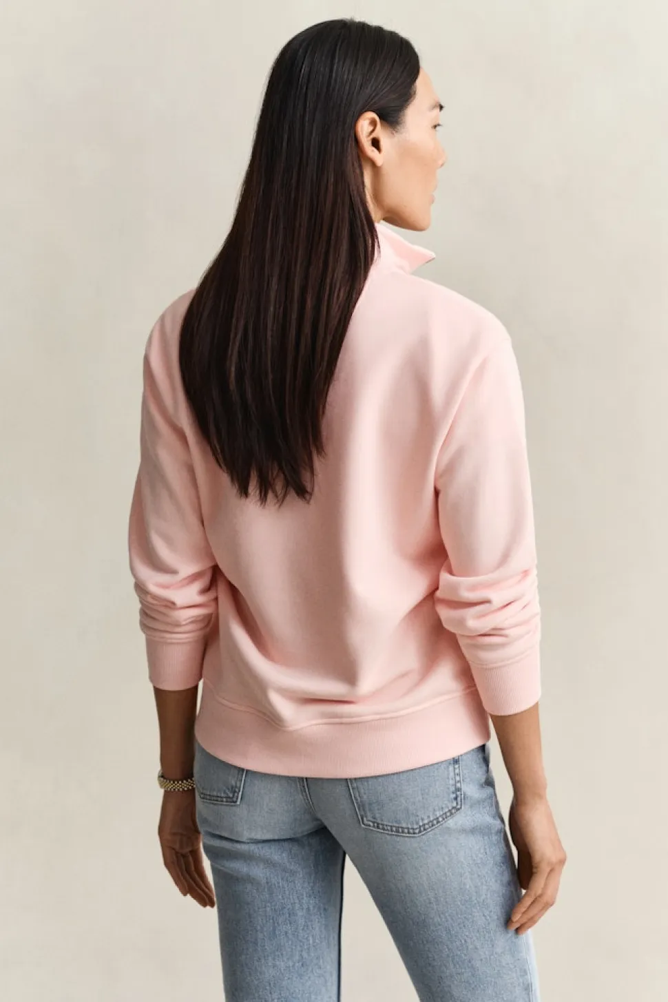 Gant naisten collegepaita Shield Half-zip, vaaleanpunainen