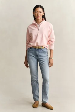 Gant naisten collegepaita Shield Half-zip, vaaleanpunainen