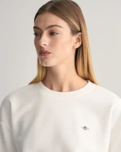 Gant Naisten Collegepaita, SHIELD C-NECK SWEAT Luonnonvalkoinen