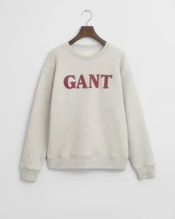 Gant naisten collegepusero, GRAPHIC C-NECK SWEAT Vaaleanharmaa Melee