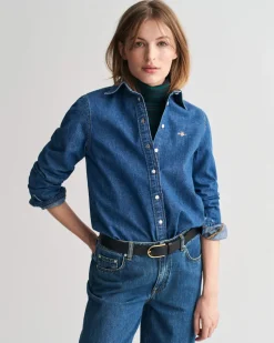 Gant Naisten Farkkupaita, REG DENIM SHIRT Indigo