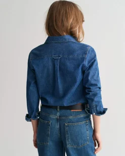 Gant Naisten Farkkupaita, REG DENIM SHIRT Indigo
