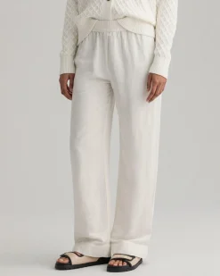Gant Naisten Housut LINEN VISCOSE PULL-ON PANTS Valkoinen