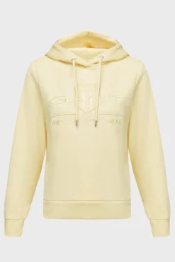 Gant Naisten Huppari, REG TONAL SHIELD HOODIE Keltainen