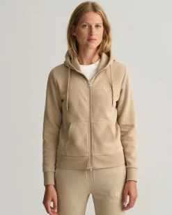 Gant Naisten Huppari TONAL ARCHIVE SHIELD ZIP HOODIE Vaalea Beige