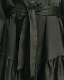 Gant naisten mekko, COTTON SATIN LS DRESS Tummanvihreä