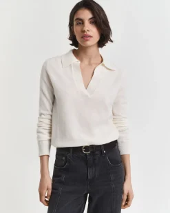 Gant naisten neuleruggeri, SUPERFINE LAMBSWOOL RUGGER Luonnonvalkoinen