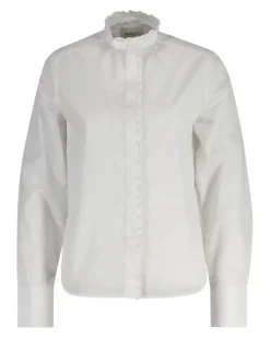 Gant naisten paita, REG SOLID FRILL DETAIL SHIRT Valkoinen