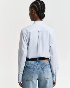 Gant naisten paita, REG STRIPED FRILL DETAIL SHIRT Raidallinen Sininen