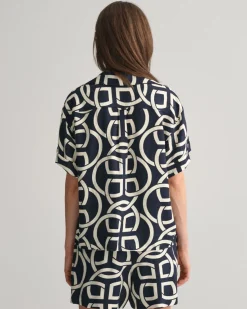 Gant naisten paita, REL MONOGRAM PRINT SS POPOVER Sininen Kuosi