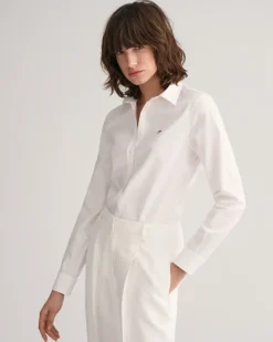Gant naisten paitapusero, SLIM STRETCH OXFORD SHIRT Valkoinen