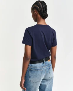 Gant naisten t-paita, REG SHIELD SS V-NECK T-SHIRT Tummansininen