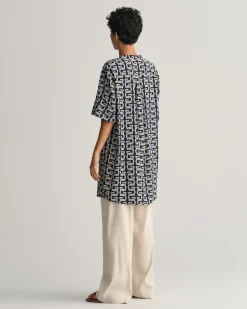 Gant naisten tunika, REL G PATTERN SS TUNIC Sininen Kuosi