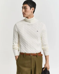 Gant neule, COTTON CABLE TURTLE NECK Luonnonvalkoinen