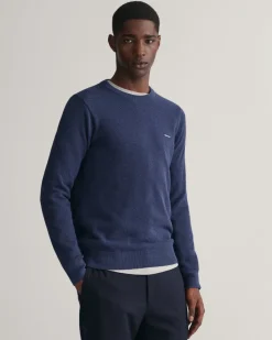 Gant neule, COTTON PIQUE C-NECK Indigo