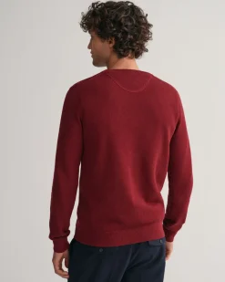 Gant neule, COTTON PIQUE C-NECK Punainen