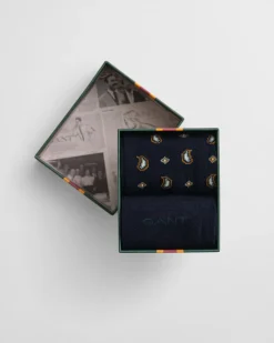 Gant sukat PAISLEY SOCKS 2-PACK GIFT BOX, tummansininen