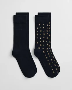 Gant sukat PAISLEY SOCKS 2-PACK GIFT BOX, tummansininen