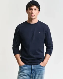Gant t-paita, REG T LS T-SHIRT Tummansininen