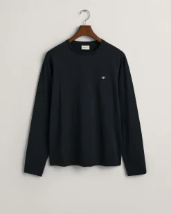Gant t-paita, REG T LS T-SHIRT Musta