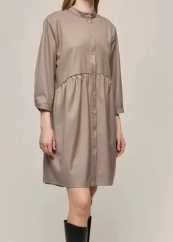 Gauhar naisten mekko, SHIRT DRESS OYSTER Ruskeanharmaa