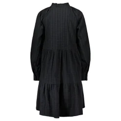 Gauhar Naisten Pitkähihainen Mekko, LONG SLEEVE RUFFLED DRESS Musta