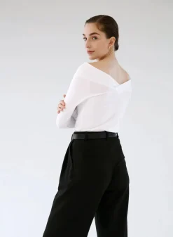 Gauhar Naisten Pusero, CROSS NECKLINE TOP Valkoinen