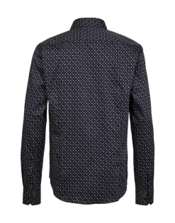 Gino marcello miesten kauluspaita, GINO MARCELLO MICRO PRINT SHIRT Sininen Kuosi