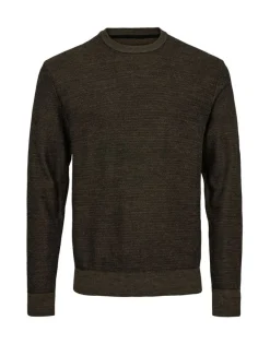 Gino marcello Miesten Neulepusero, K O-NECK WOOL MODERN FIT Kaakaonruskea