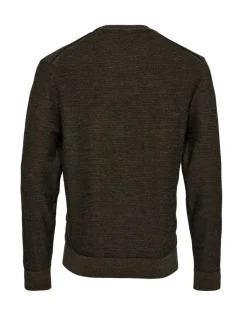 Gino marcello Miesten Neulepusero, K O-NECK WOOL MODERN FIT Kaakaonruskea