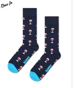 Happy Socks miesten sukat, GLASS OF WINE SOCK Sininen Kuosi