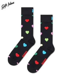 Happy Socks miesten sukat, HEART SOCK Musta Kuosi