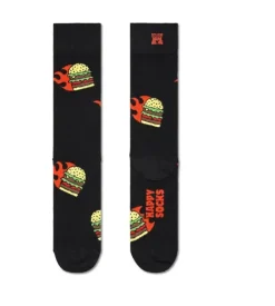 Happy Socks miesten sukat, FLAMING BURGER Musta Kuosi