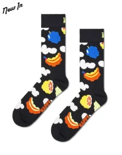 Happy Socks miesten sukat, CLOUDY FRUIT SOCK Musta Kuosi